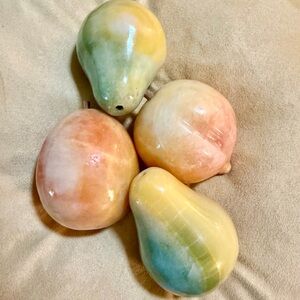 Colorful Marble Pear, Peach, and Apple Set